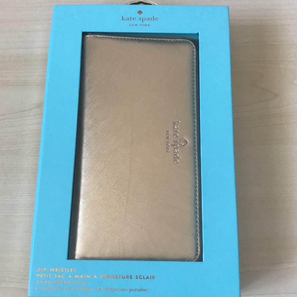 New Kate Spade Gold Zip wristlet